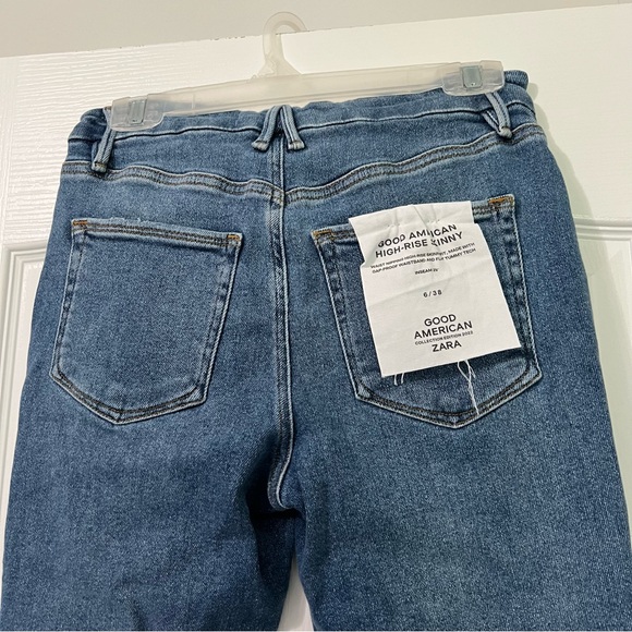 NWT Good American x ZARA Distressed High Rise Skinny Jeans - Picture 8 of 12